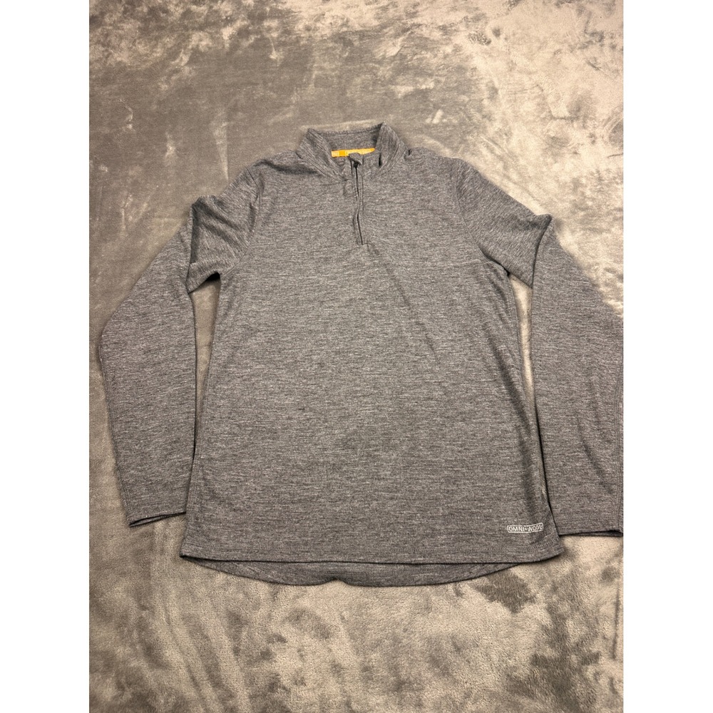 Omni-Wool Mens Medium Gray Quarter Zip Pullover Base Layer Long Sleeve Top